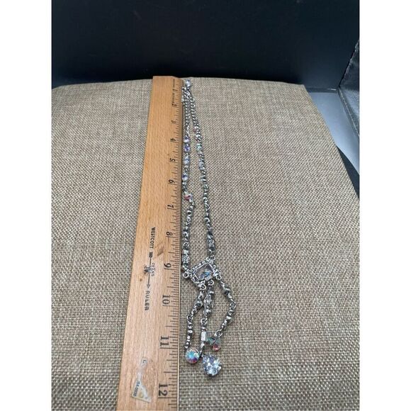 Rhinestone Statement Necklace Silver Prom Wedding Sparkle Bling - Picture 7 of 9